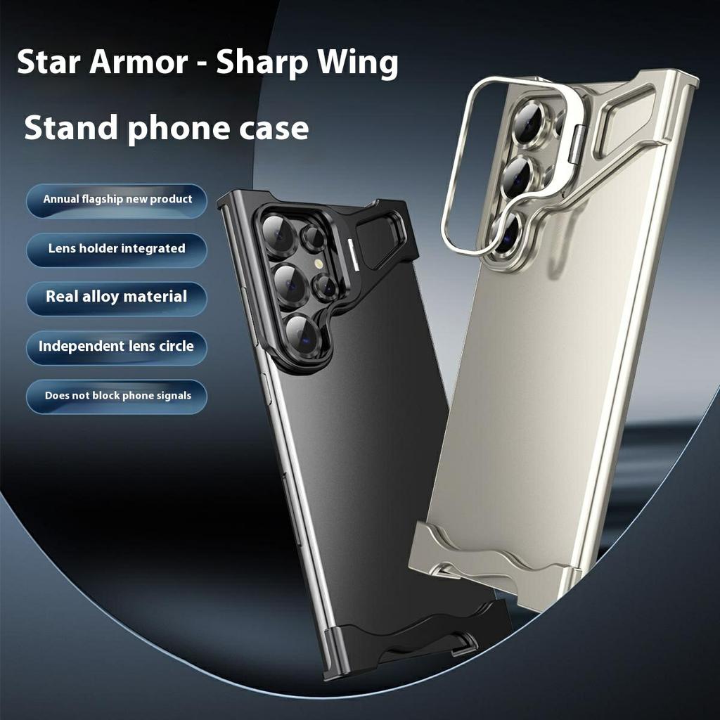 For Samsung Galaxy S25 Ultra Bumper Case Lens Kickstand Heat Dissipating Metal Corner Phone Cover