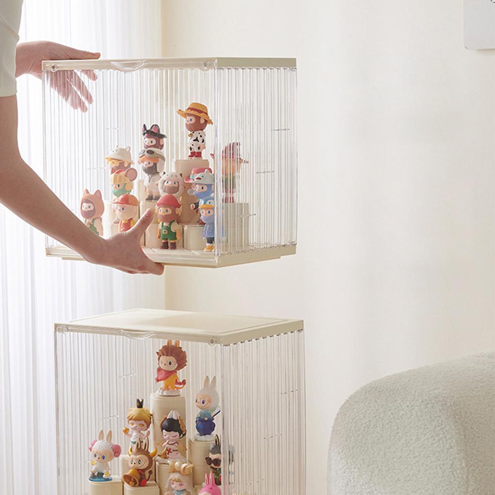Transparent Plastic Storage Box Living Room Decoration Display Rack Doll Figurine Showcase Storage Organizer Case for Home DIY