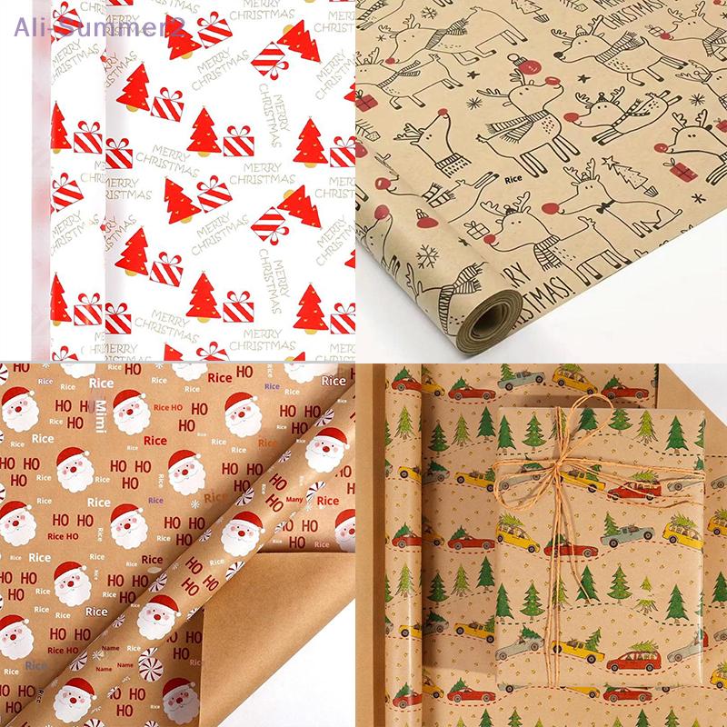 {MX} 43*300cm Christmas Gift Wrapping Paper Cute Santa Reindeer Christmas Tree Decortation Paper DIY Handmade Presents Packaging