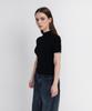 JUSTHANG Tencel Basic Ribbed Mock Neck Short Sleeve T-Shirt [Black]