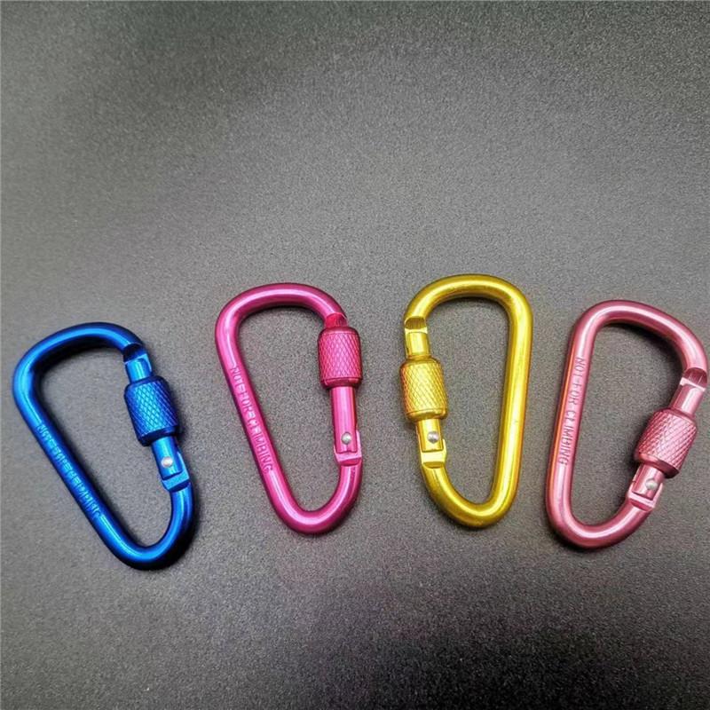 Outdoor Aluminium D-Form Verschlusskarabiner Schlüsselanhänger Rucksackclip Seilhaken für Camping Wanderausrüstung Zubehör