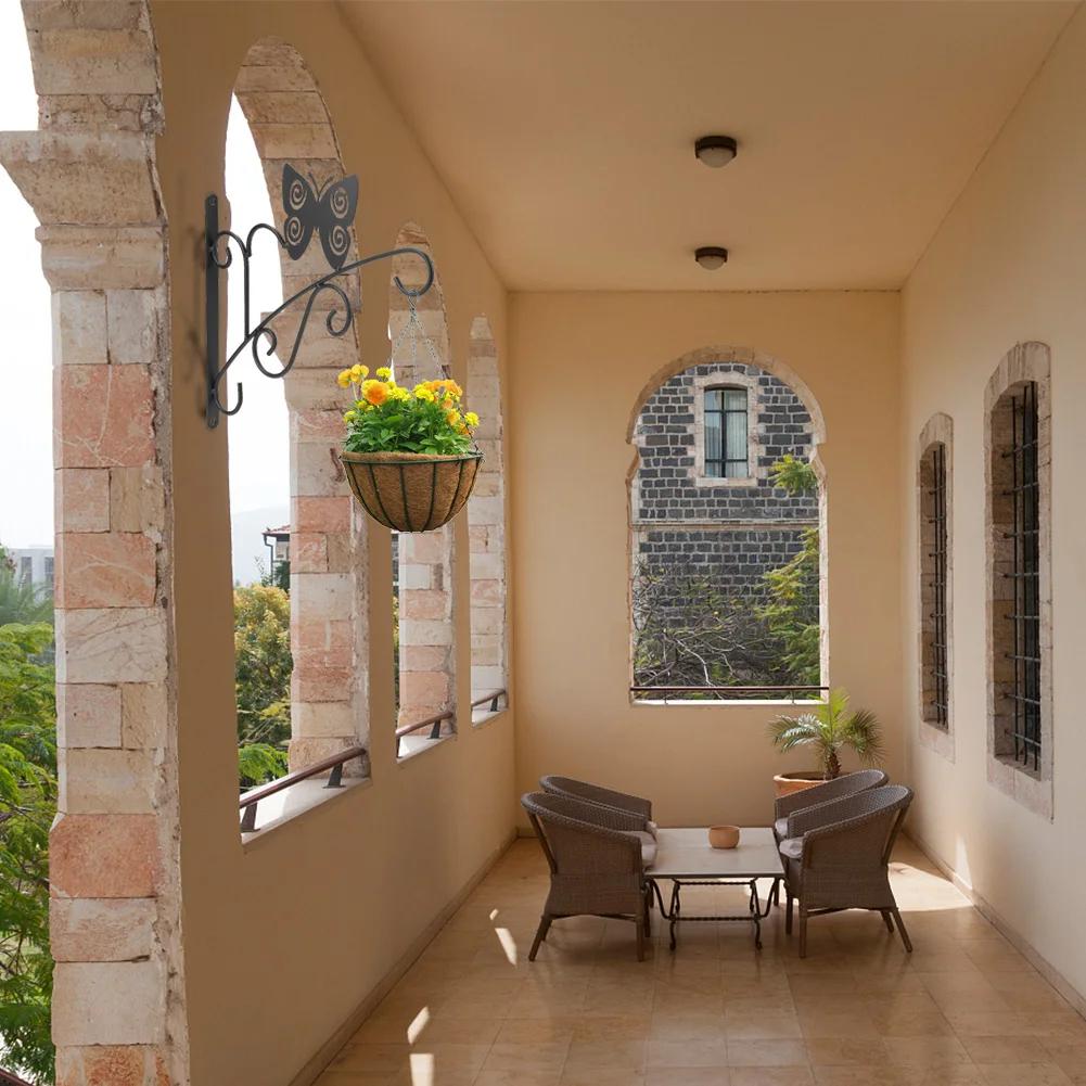 Uchwyty na doniczki do roślin, wiszący kosz na doniczki, uchwyt na kosze na kwiaty, rustykalny styl, metalowy wieszak, szeroka podstawa, odporny na warunki atmosferyczne, do roślin