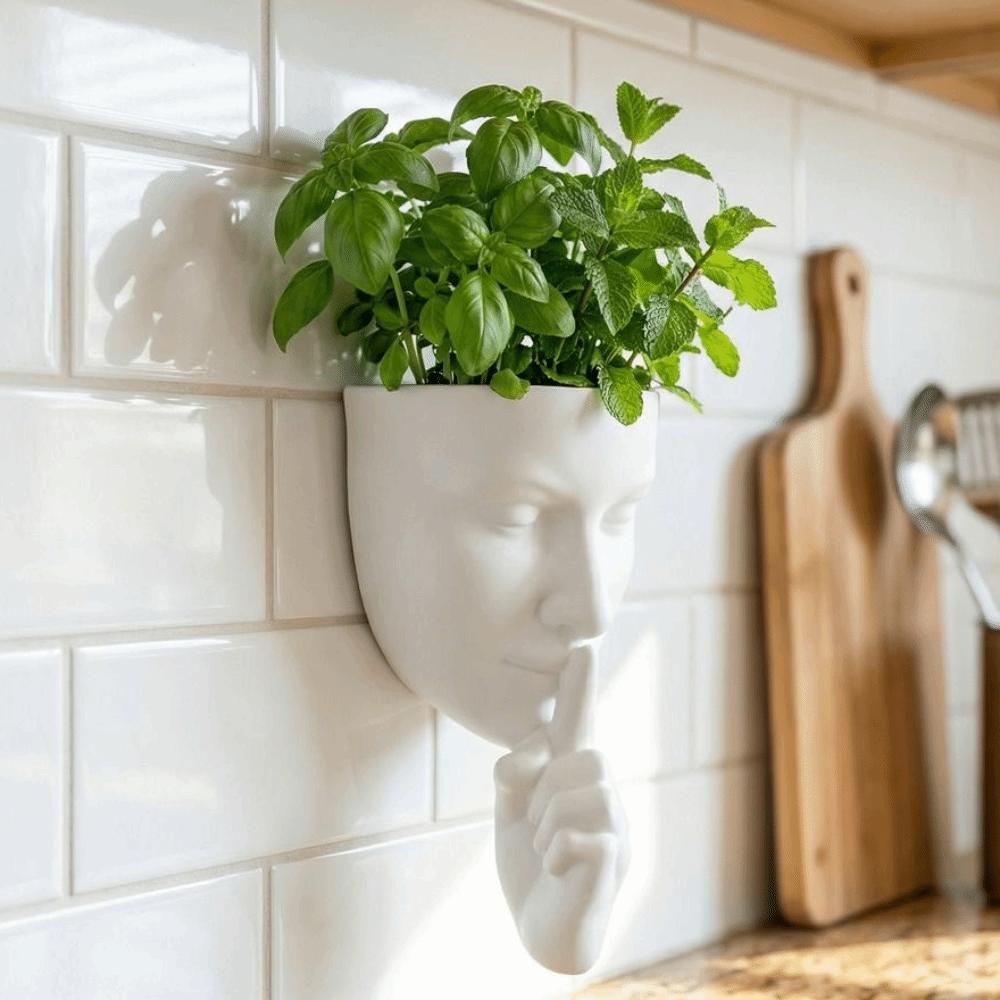 Handmade Craft DIY Mask Flower Pots Silent Human Face Wall Mounted Flower Pots  Indoor Wall