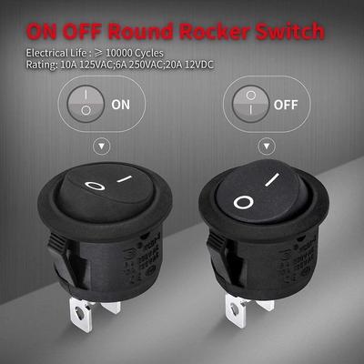 5/10 Stück EIN/AUS Runder Kippschalter MINI Kippschalter 2-Pin SPST Druckschalter DC 12V-24V 20mm mit Kabeln für Auto Wohnmobil Boot