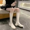 Large Size Long Leg Women's Boots Square Toe High Leg Flat Bottom Low Heel Zipper Knight Boots Platform Boots  Women Shoes