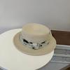Summer decorative flat-top straw hat women's travel seaside vacation sunshade top hat temperament elegant sunscreen sun hat