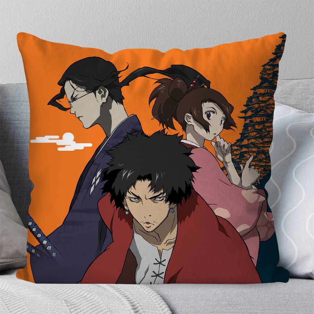 Vintage Samurai Champloo Anime Pillow Case Fashion Square Pillowcase Bedroom Sofa Room Ins Decoration Leisure