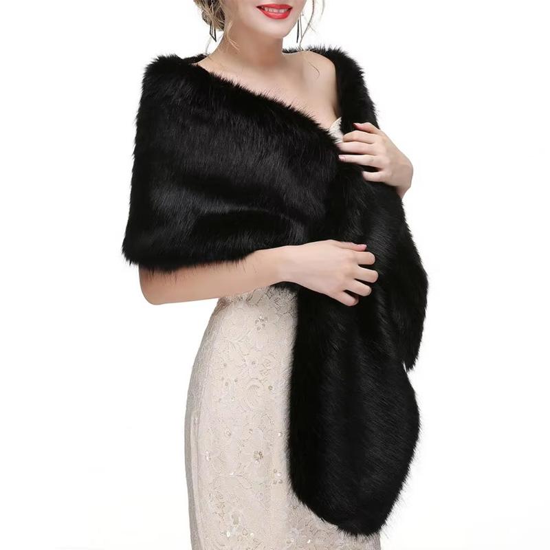 1Pc Cheongsam Winter Dress Accessories Warm Scarf Acrylic Wedding Dress Long Hair Fur Shawl Wedding Shawl