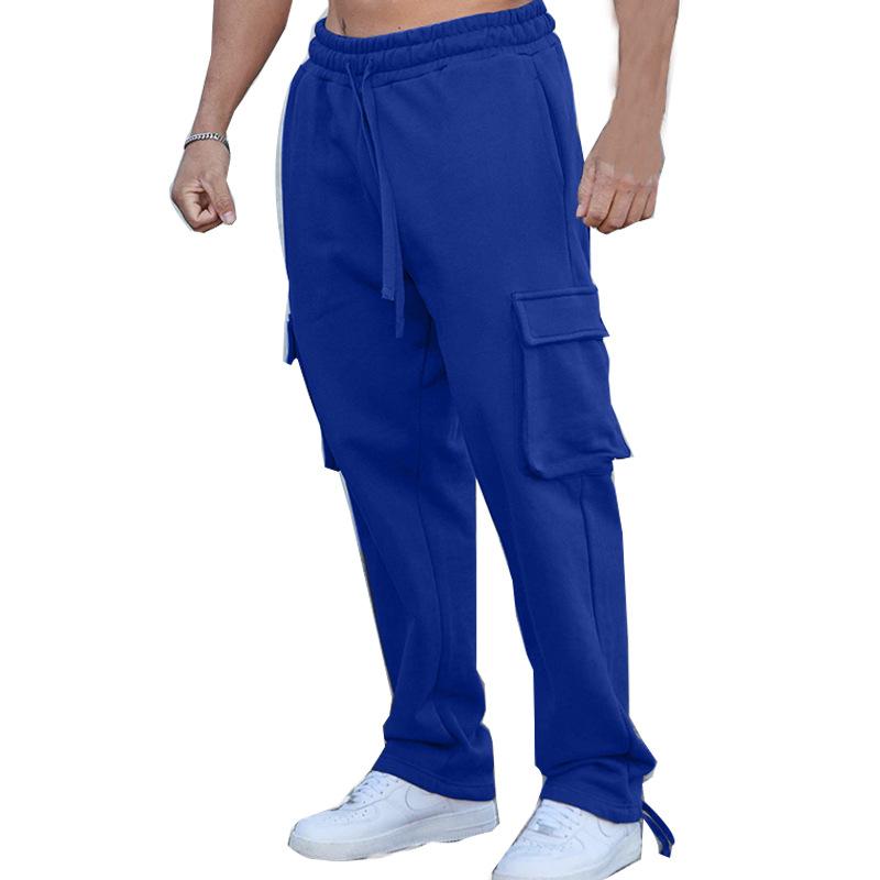 Men's New Multi-pocket Overalls European and American Men's Sweatpants Casual Drawstring Straight Trousers