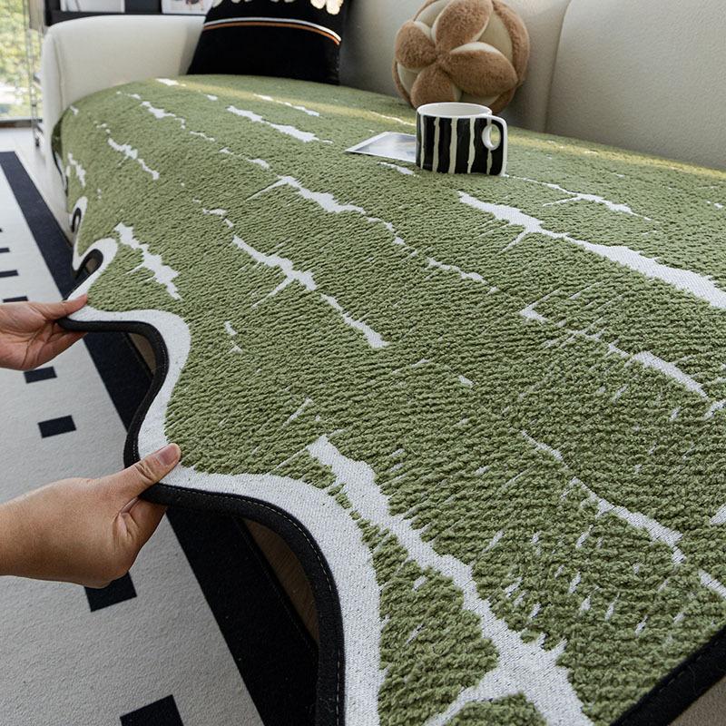 Light Luxury High-Grade Leather Sofa Cushion  New Autumn And Winter Plush Special-Shaped Irregular Sofa Seat Cushion Cover Cloth Towel