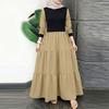 ZANZEA Women Casual Round Neck Long Sleeve Loose Patchwork Long Dress