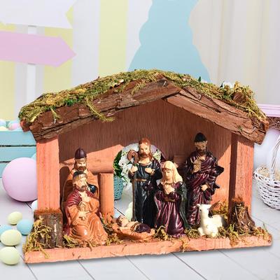 Nativity Scene Jesus,Christmas Figurines,Cartoon Resin Statue Table Ornament,Figurines Decorations