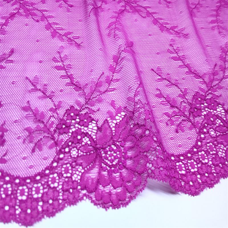 22cm Wide Stretch Lace, Hot Pink Elastic Spandex Lace for Lingerie, Bra, Underwear, Sewing & Crafting