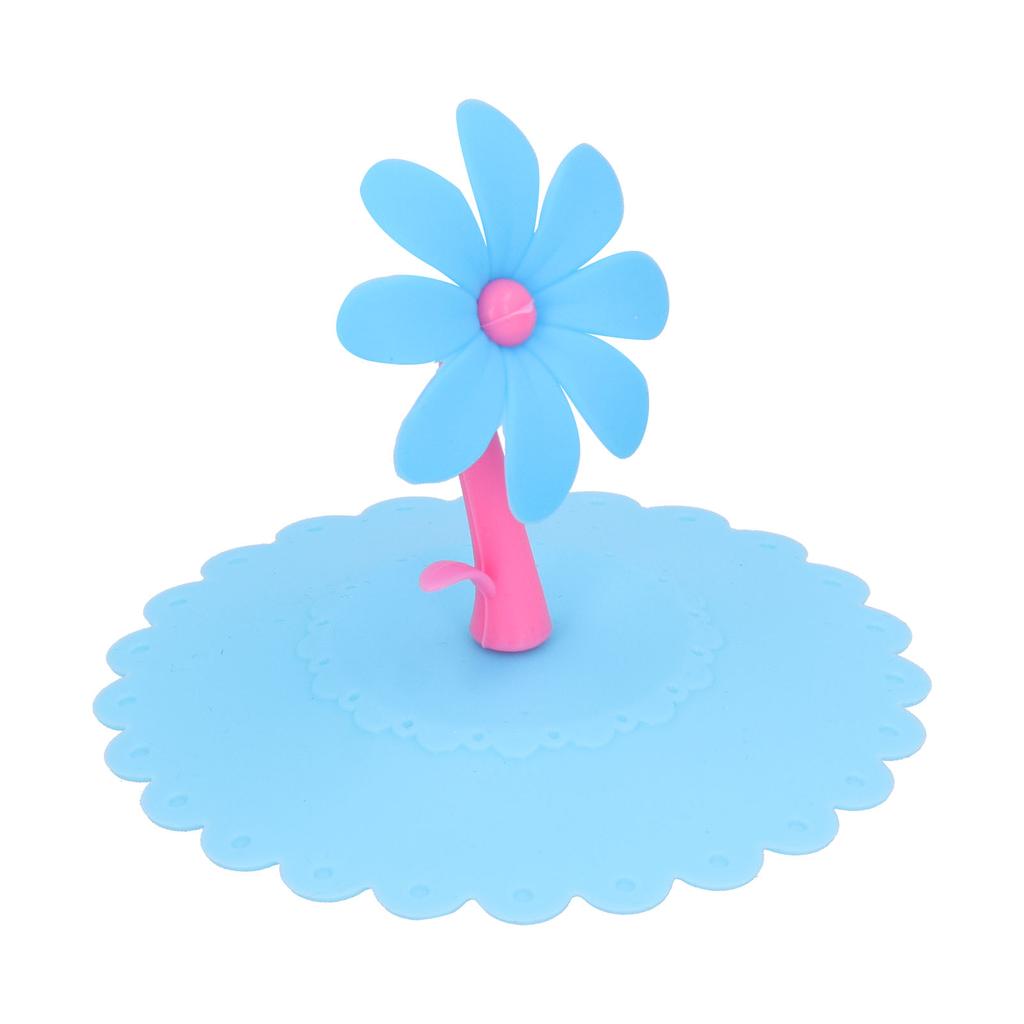 Silicone Lid Dustproof Hot and Cold Beverage Cup Cover with Flower Shape Handle for Kitchen Home