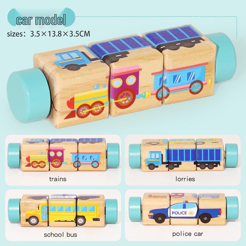 

Деревянные 3D мультяшные блоки-пазлы с животными и фруктами для малышей – вращающаяся обучающая доска