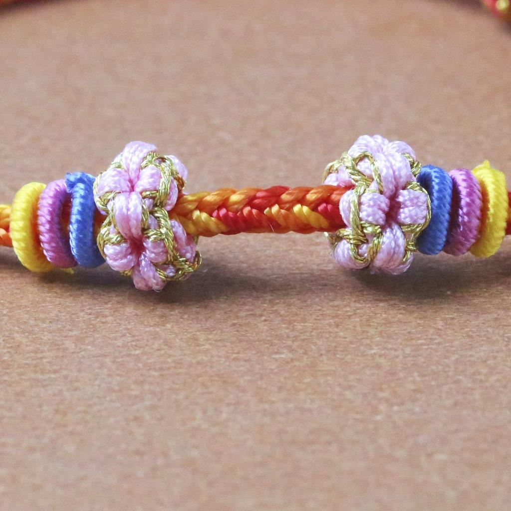 A Thousand Li of Rivers and Mountains 3D Gold Couple Bracelet with Large-Hole Rope in National Style.