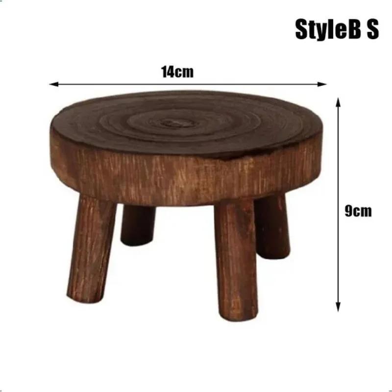 Wooden Plant Stand Flower Pot Base Holder Stool Indoor Outdoor Garden Succulent Pots Tray Flower Display Plant Stand SmallStool