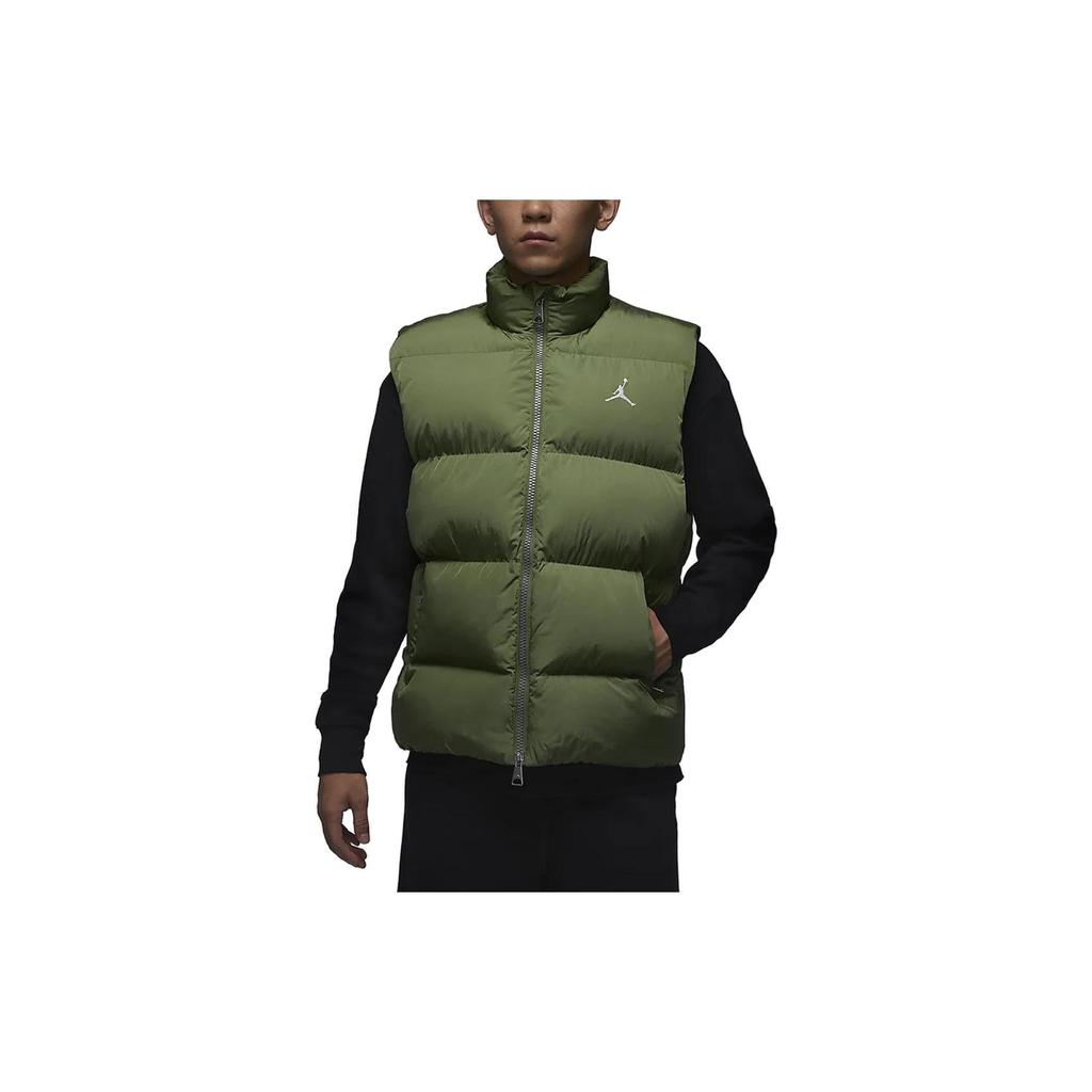 Jordan Essentials Solid Color Stand Collar Zip Vest Men Vest Green FB7308-340