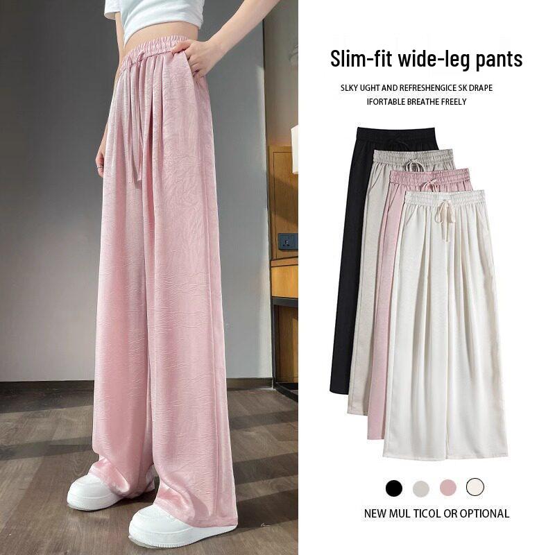Slimming Women s Summer 2026 High-Waisted Satin Jacquard Straight-Leg Pants XXL 131-140 lbs