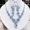Luxury Butterfly Pendant Jewelry Set Earring Pink Necklace For Women Bridal Wedding Exquisite Fashion Zircon Party Banquet Gift