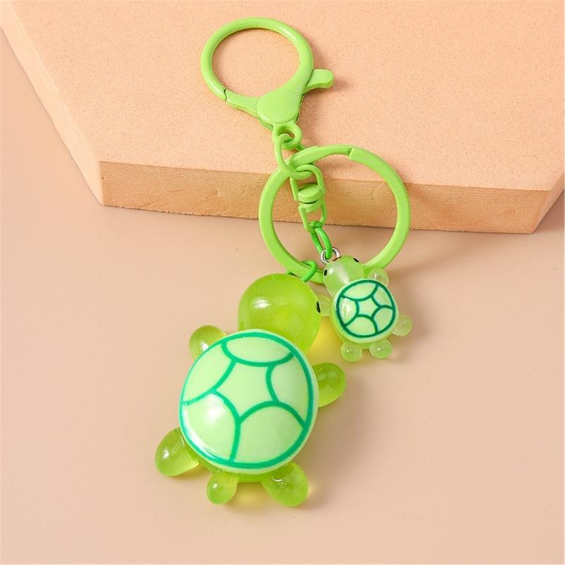 Plastic 3D Turtles Charm Keychain Accessory Fashionable Animal Shape Key Rings Tortoise Bag Decoration for Women