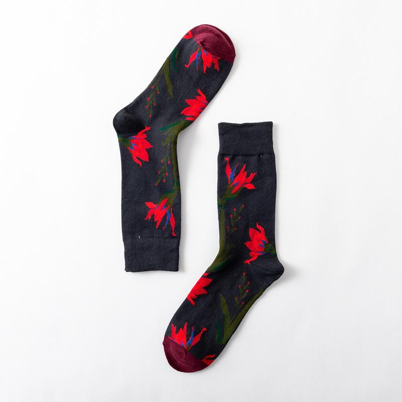 1 Par Calcetines Mujer Arte de Dibujos Animados Pulpo Flor Planta Kawaii Divertido Casual Femenino Algodón Calcetín Medias Ropa de Calle Harajuku Calcetines de Tripulación