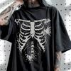 Dunkler Stil Totenkopfprint Großes T-Shirt Coole Gothic Tops Sommer Neuware Geeignet für Männer und Frauen Lässiges Lockeres Print-T-Shirt