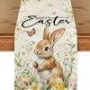 Easter Bunny Linen Table Runner Easter Rabbit Table Runner Bunny Dining Table Cloth Placemat for Kitchen Dining Table Decor