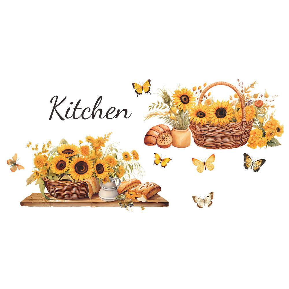 Urocza Roślina Słonecznik Naklejka Ścienna Sypialnia Salon Ściana przy Łóżku Upiększenie Dekoracyjna Naklejka Ścienna