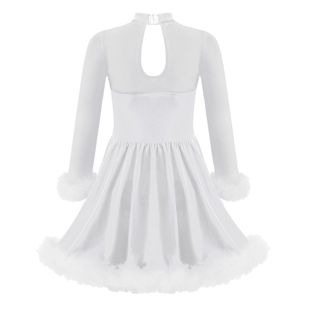 Kinder Mädchen Weihnachtskostüm Weihnachten Neujahr Bühne Dancewear Pailletten Santa Party Cosplay Kleid Samt Schlüsselloch Rückentanz Kostüm