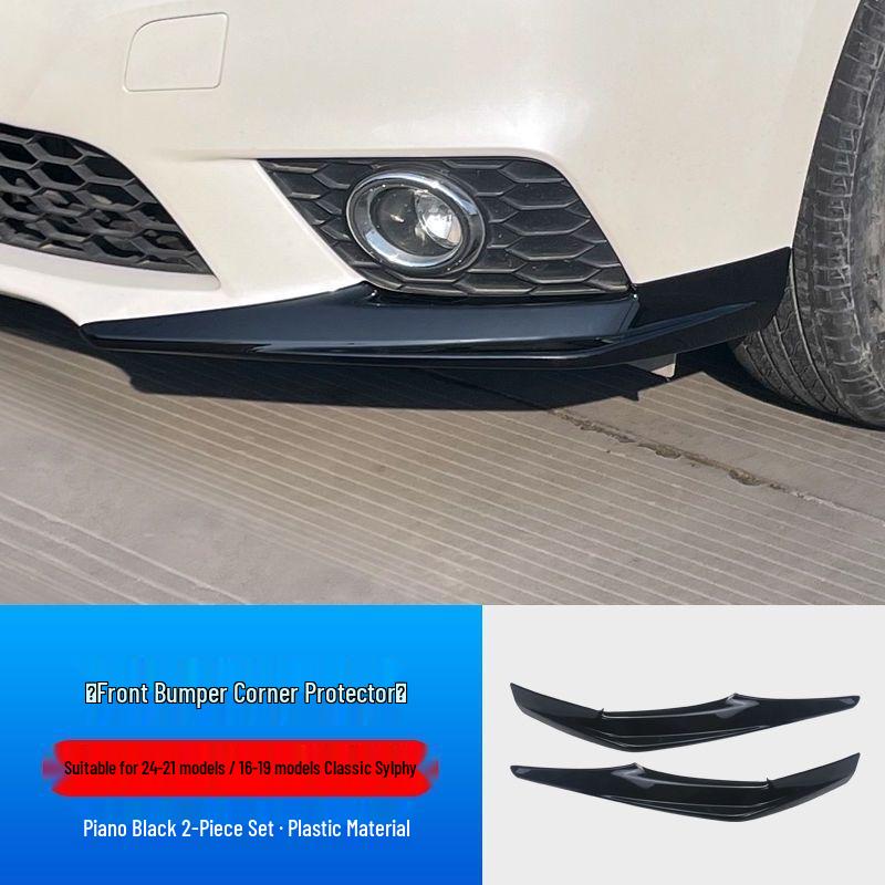 

Classic Sylphy Front Bumper Decorative Anti-collision Strip - Front Lip Corner Protection Exterior Modification Parts No Drilling-24-21 Classic Sylphy