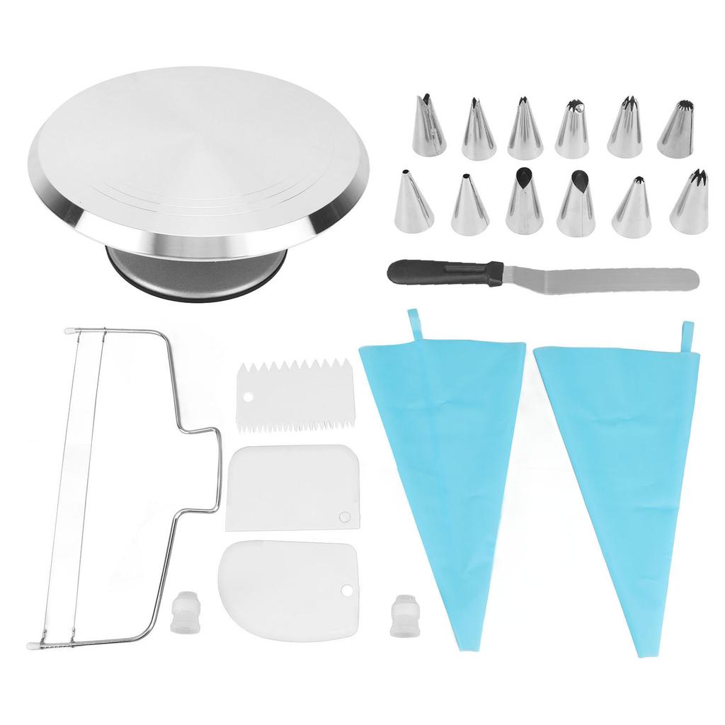 22Pcs 12 Inch Cake Turntable Cake Decorating Kit Supplies Baking Supplies with Aluminum Alloy