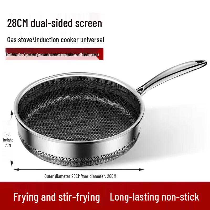 ZISIZ 28cm Honeycomb Non-stick Induction Wok Frying Pan