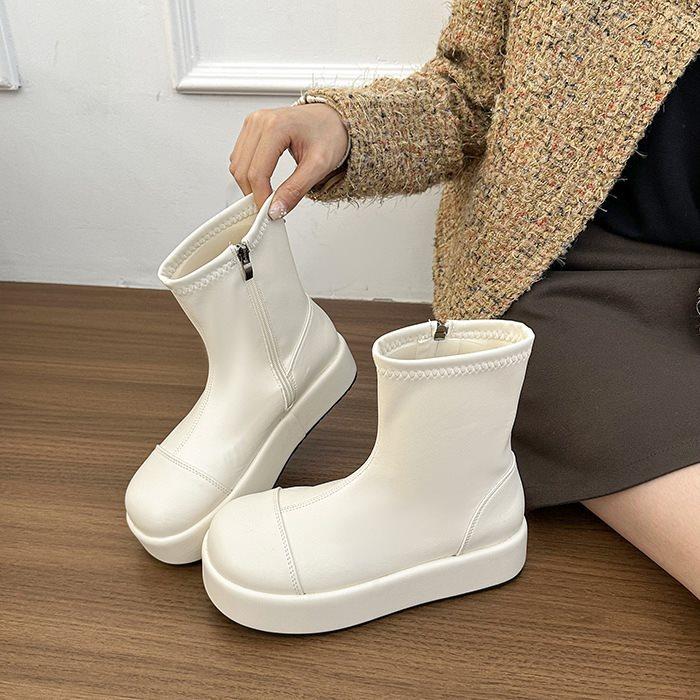 Thick-Soled Locomotive Short Boots Skinny Boots Skinny Super Fire British Style Martin Boots Women S Muffin 35