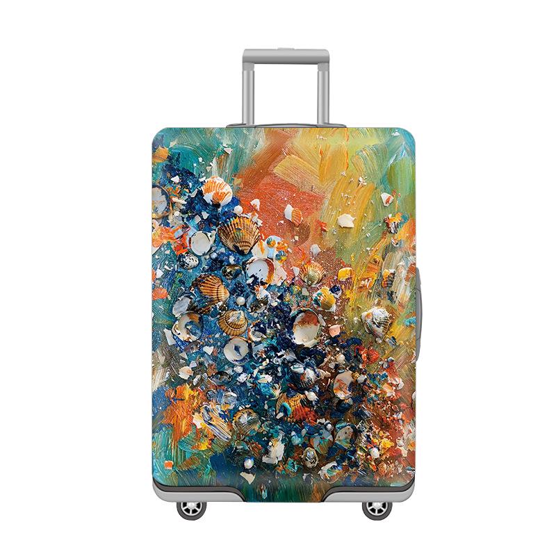 Elastic Zippered Travel Suitcase Protective Cover - Durable, Printed, and Wear-Resistant