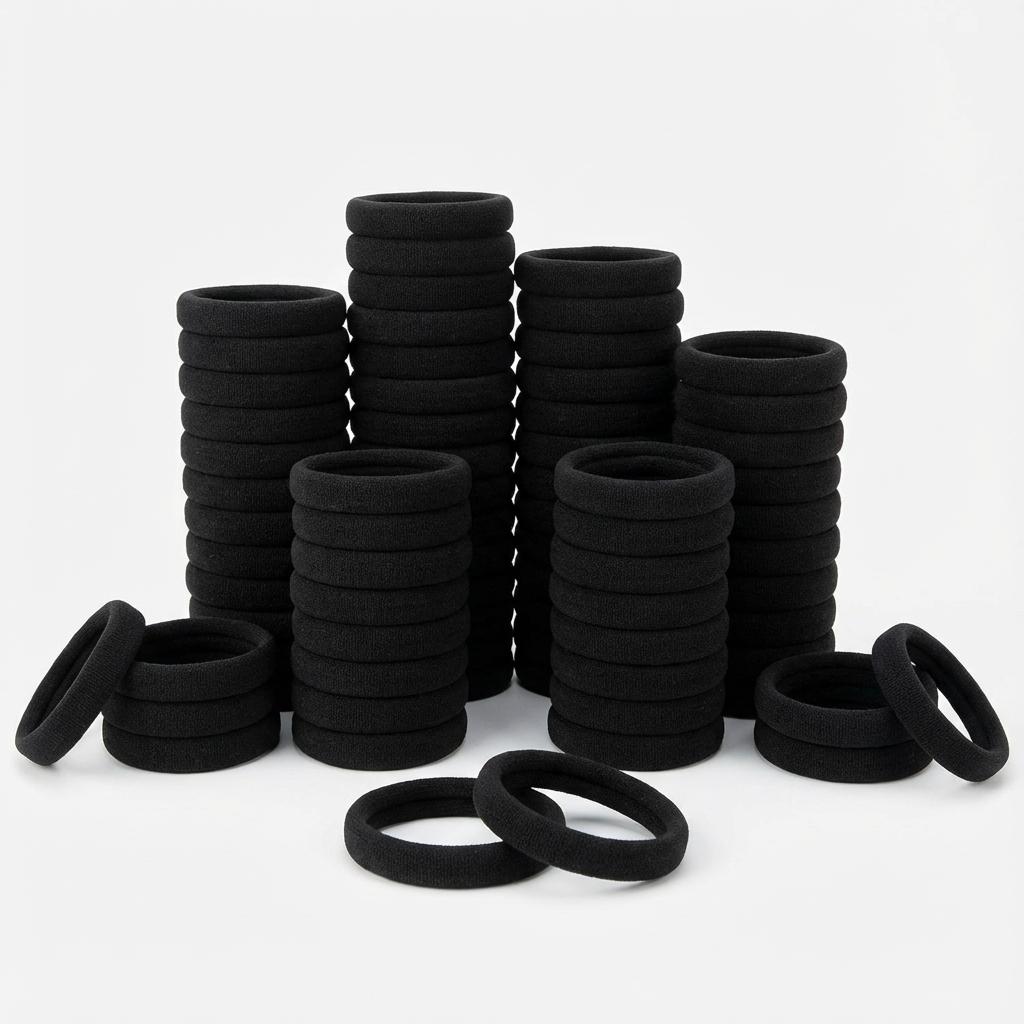 Simple High Elastic Hair Ties 100 Pcs, 4cm Black Bulk. Versatile, Durable, for All Hairstyles