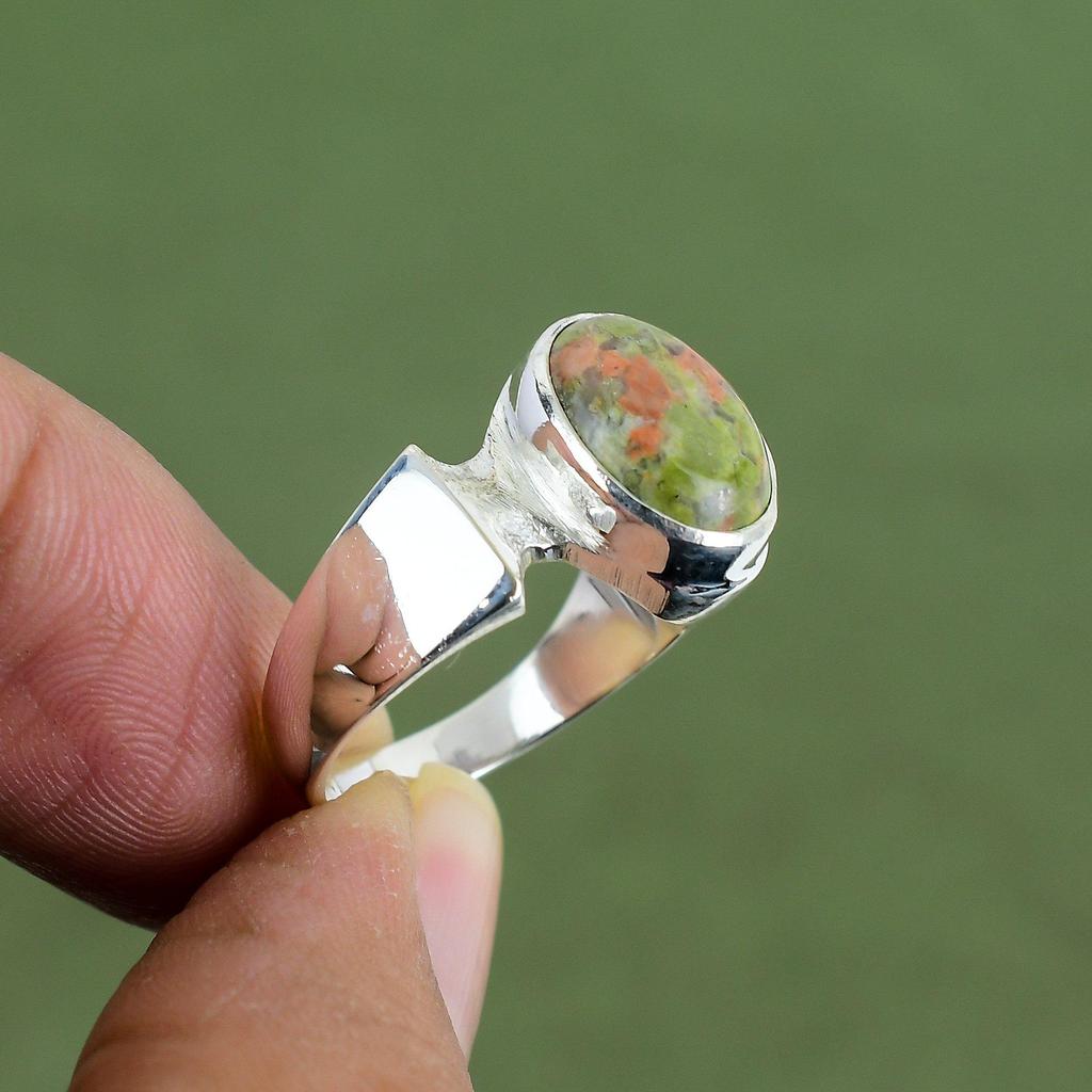 Unakite Ring 925 Sterling Silver Ring Handmade Birthstone Ring Unakite Jewelry Elegant Gemstone Ring Anniversary Gift Available In Ring Size