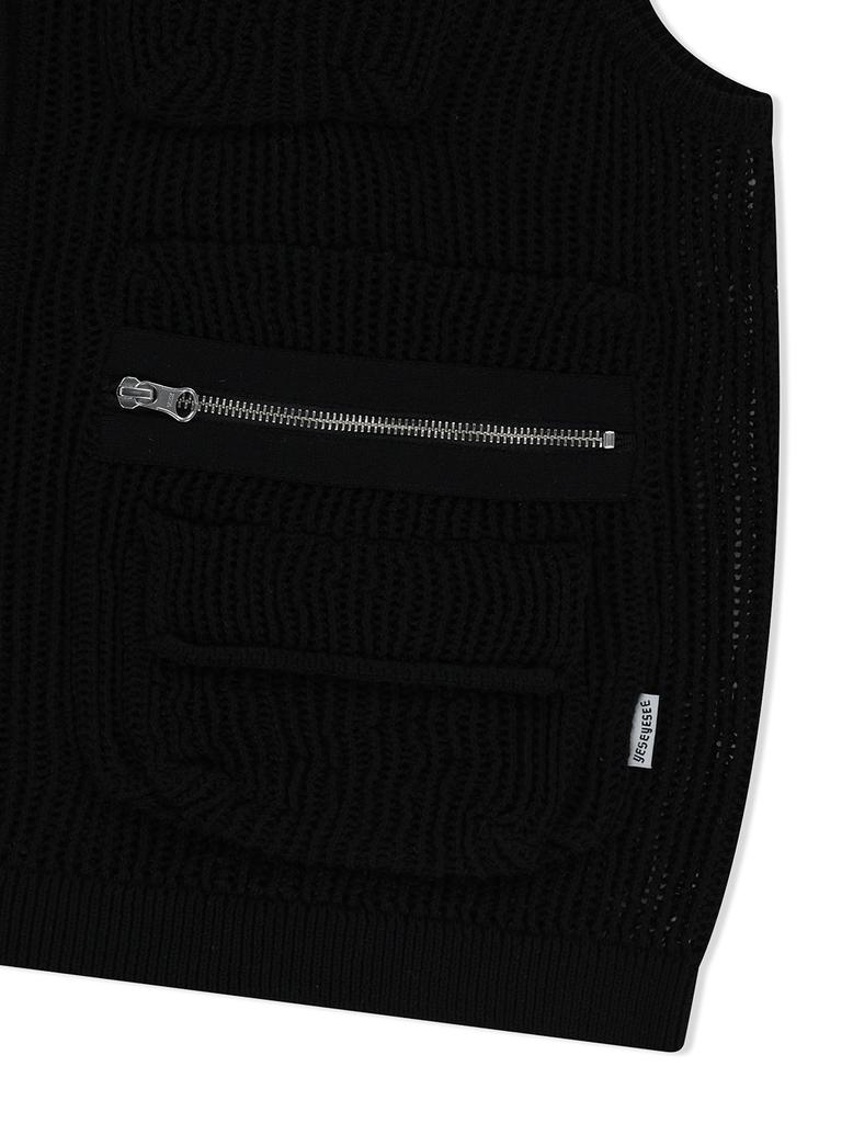 Yeseyesee Knitted Utility Vest Black