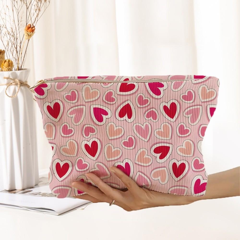 Letter Color Makeup Bag Corduroy Makeup Pouch Fashion Corduroy Storage Bag Purse