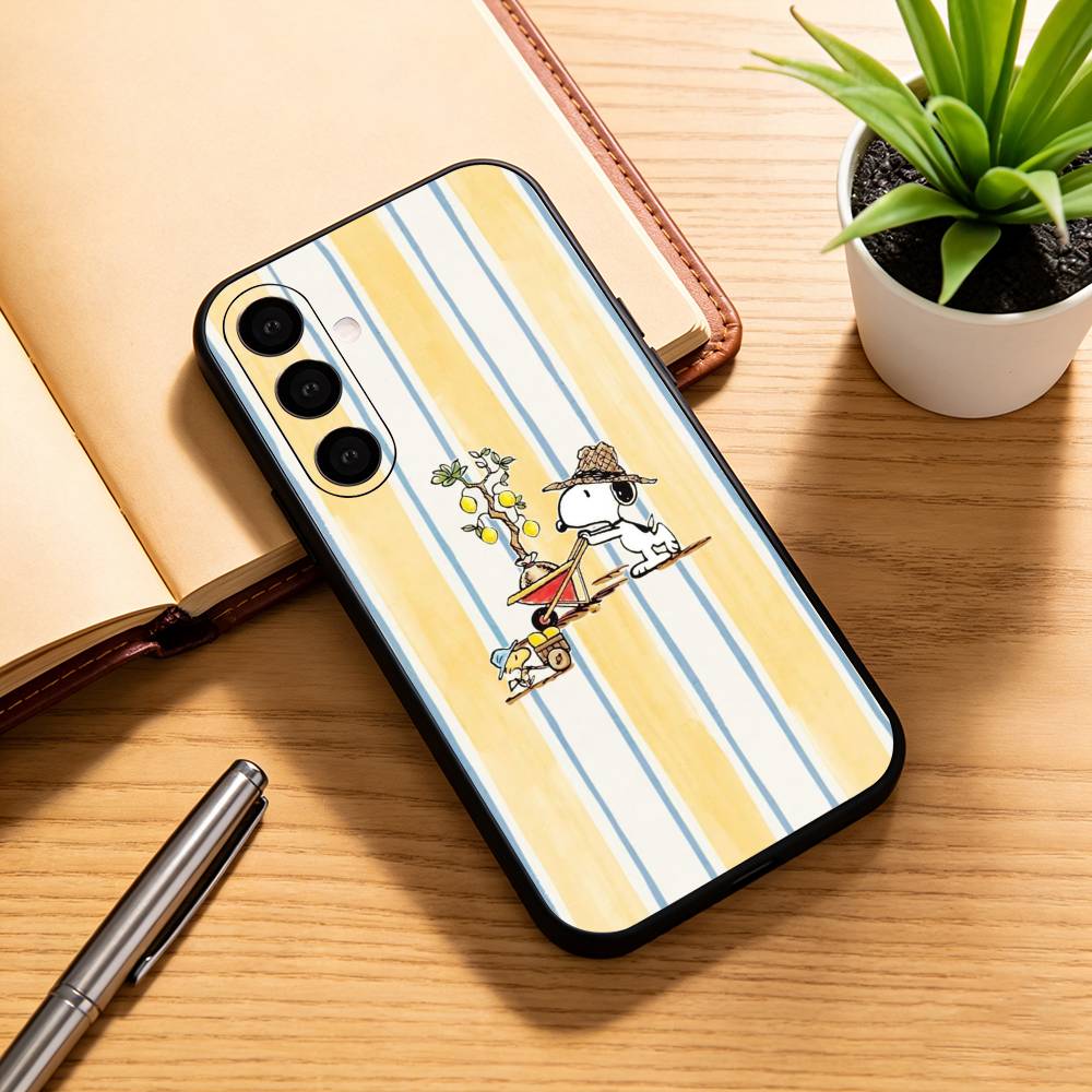 Checked Striped S-noopp-y Phone Case For Samsung Galaxy A73,A72,A71,A70,A53,A52,A51,Others Soft Black Cover