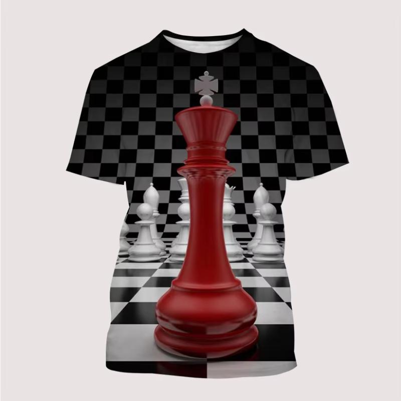 Neues Herren T-Shirt 3D-Druck Internationale Schachgrafik T-Shirts Sommer Lustig Harajuku Rundhals Oberteil Herren Kinder Mode Lässige T-Shirts