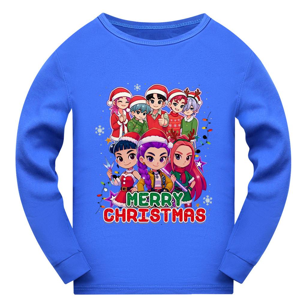 5099 Dětské Dívčí Vánoční Novoroční Rumi Zoey Mira Potisk Super Star Tričko s Dlouhým Rukávem