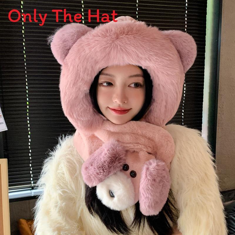 Style Plush Winter Hat With Faceless Design And Warmth For Teen Girls розовый