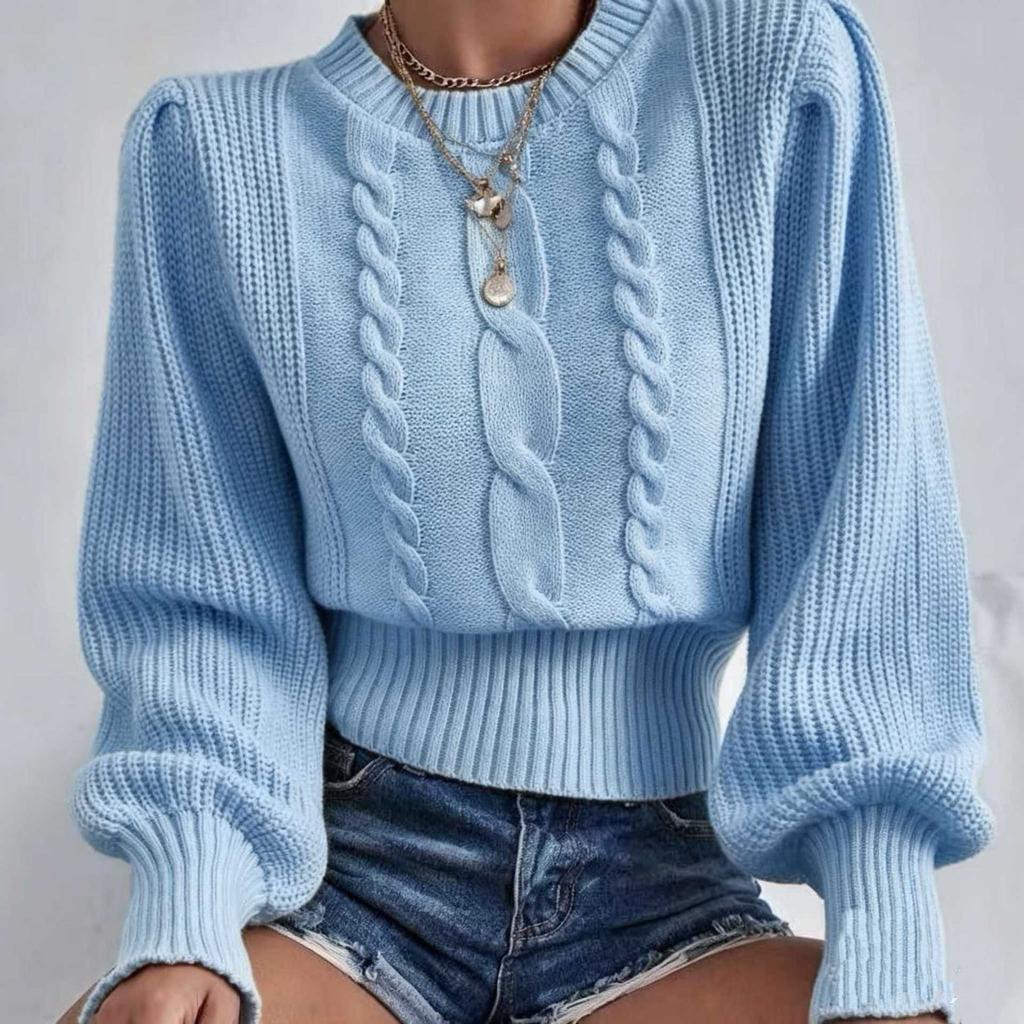 Sweater Fashion Versatile Autumn New Crew Neck Twist Knitted Sweater Women's Loose Solid Color Pullover
