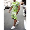 Men's Summer 3D Printed Breathable Casual Sports Set, Outdoor T-Shirt & Knee-length Shorts Suit for Adults
