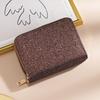 Portable Mini Size PU Wallet Starry Shiny Double Zipper Organ Card Bag Solid Color Multi-card Slot Coin Purse for Women