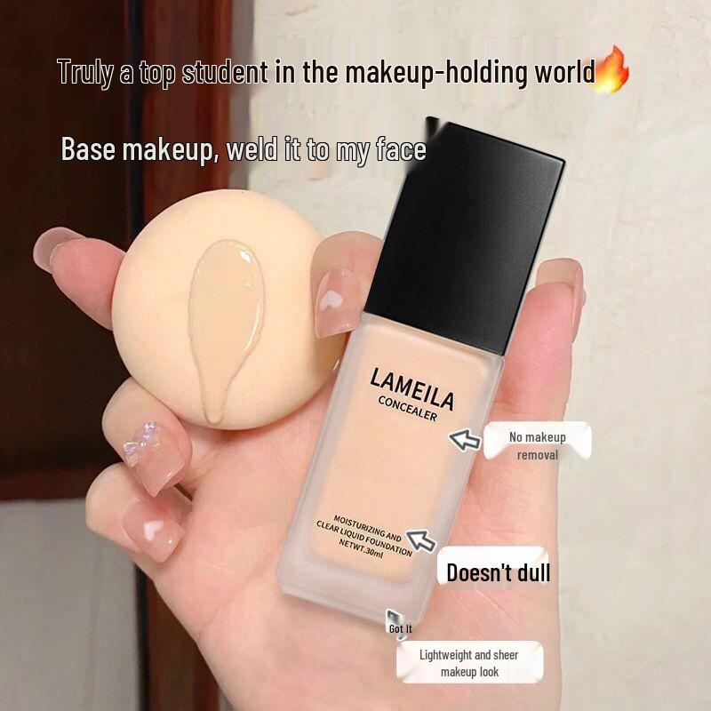 Student-Friendly Waterproof Liquid Foundation: Sweatproof, Long-Lasting, Non-Caking, Oil-Control, Lightweight Adhering Concealer