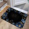 1pc, 2D Flat Printing, Black Starry Sky Blue Flower Golden-Trimmed Floor Mat, Non-Slip Machine Washable Easy-to-Clean Polyester Mat, Suitable for Home