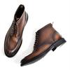 Fashion Handmade Designer Pointed Toe Men Brogues Boots Luxury Premium Top Layer Cowhide Genuine Leather Lace Up Dress Shoes for Men