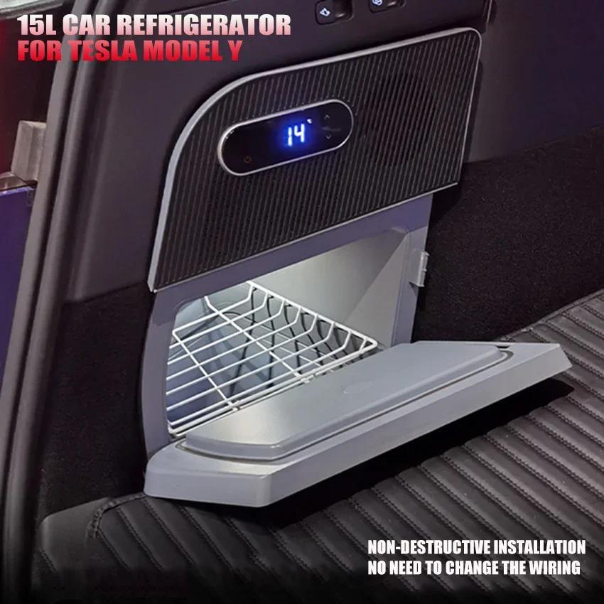 NEW For Tesla Model Y Trunk Volt Refrigerator Portable Car Fridge 15L Auto Refrigeration Compressors Outdoor Travel Camping